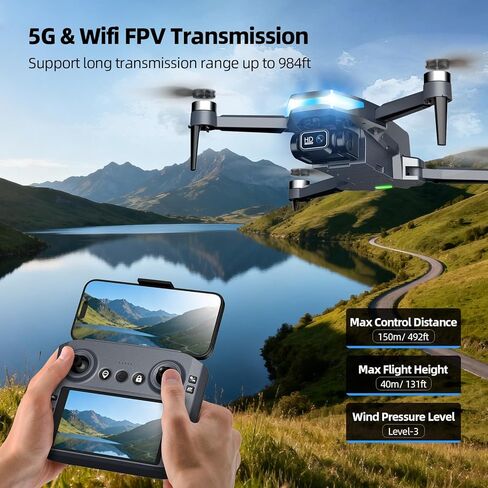 طائرة بدون طيار بنظام تحديد المواقع العالمي (GPS) مع كاميرا للبالغين، طائرة بدون طيار 2K FPV مع جهاز تحكم عن بعد بشاشة 4.5 بوصة، محرك بدون فرشاة، إرجاع تلقائي، اتبعني، اضغط على الطيران والطيران الدائري، طائرة كوادكوبتر قابلة للطي لوقت طويل للمبتدئين in Kuwait