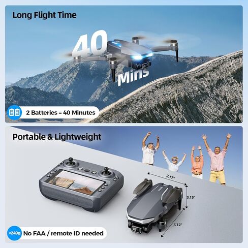 طائرة بدون طيار بنظام تحديد المواقع العالمي (GPS) مع كاميرا للبالغين، طائرة بدون طيار 2K FPV مع جهاز تحكم عن بعد بشاشة 4.5 بوصة، محرك بدون فرشاة، إرجاع تلقائي، اتبعني، اضغط على الطيران والطيران الدائري، طائرة كوادكوبتر قابلة للطي لوقت طويل للمبتدئين in Kuwait