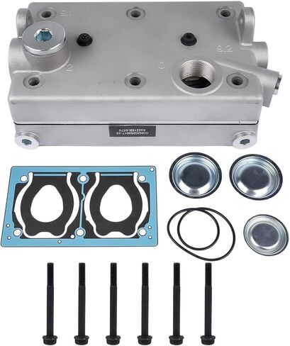 1732080 Air Brake Compressor Cylinder Head Kit Replacement for Paccar CF75 New Model / MX13 / MX11, Replace# 9125189222 1696200 1805490 GELUOXI in Saudi Arabia