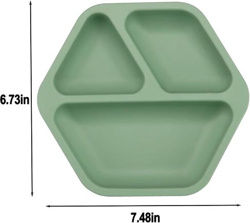 PandaEar 3 Pack Toddler Plates, Hexagon Divided Suction Plates for Baby, 100% Food Grade Silicone Baby Plates, Non-Slip, Baby Led Weaning Supplies, Microwave & Dishwasher Safe in Saudi Arabia