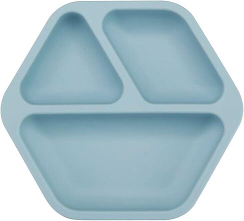 PandaEar 3 Pack Toddler Plates, Hexagon Divided Suction Plates for Baby, 100% Food Grade Silicone Baby Plates, Non-Slip, Baby Led Weaning Supplies, Microwave & Dishwasher Safe in Saudi Arabia