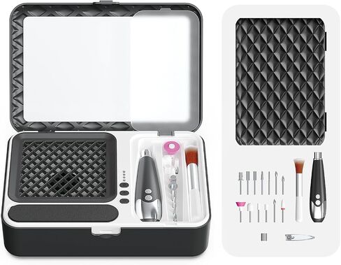 Portable Nail Dust Collector Deluxe Kit, Rechargeable Cordless Nail Quiet Vacuum Fan Cleaner with Mirror & Reusable Filters, Rich Nail Tech Tools, Compact Travel Size, Best Gifts for Women Teen Girls in Saudi Arabia