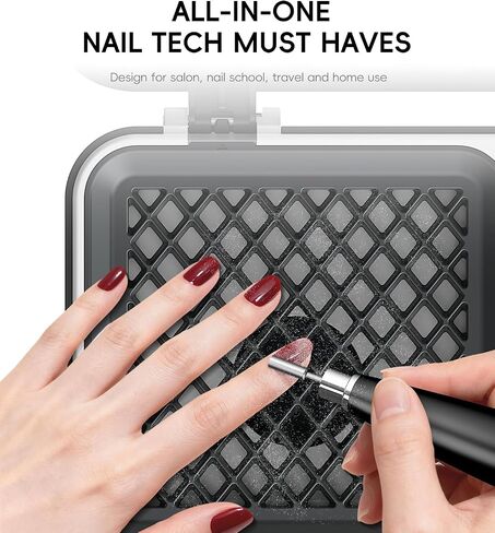 Portable Nail Dust Collector Deluxe Kit, Rechargeable Cordless Nail Quiet Vacuum Fan Cleaner with Mirror & Reusable Filters, Rich Nail Tech Tools, Compact Travel Size, Best Gifts for Women Teen Girls in Saudi Arabia