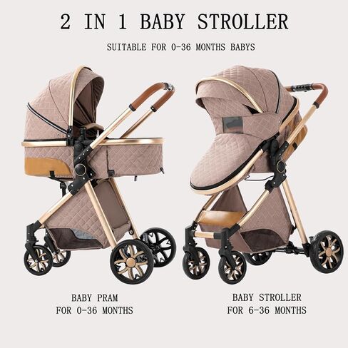 Baby Stroller 2 in 1 Baby Prams Pushchair Function, Foldable, Portable, Safe & Comfortable, for Infant Toddler Aged 0-36 Months (White) in Saudi Arabia