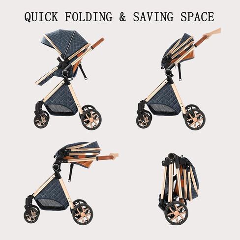 Baby Stroller 2 in 1 Baby Prams Pushchair Function, Foldable, Portable, Safe & Comfortable, for Infant Toddler Aged 0-36 Months (White) in Saudi Arabia