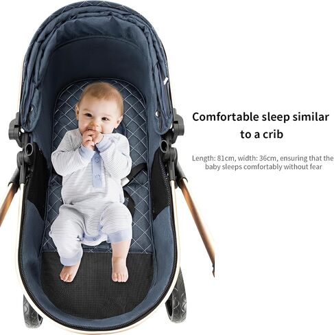Baby Stroller 2 in 1 Baby Prams Pushchair Function, Foldable, Portable, Safe & Comfortable, for Infant Toddler Aged 0-36 Months (White) in Saudi Arabia
