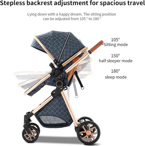 Baby Stroller 2 in 1 Baby Prams Pushchair Function, Foldable, Portable, Safe & Comfortable, for Infant Toddler Aged 0-36 Months (White) in Saudi Arabia