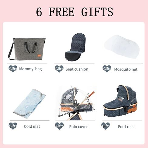Baby Stroller 2 in 1 Baby Prams Pushchair Function, Foldable, Portable, Safe & Comfortable, for Infant Toddler Aged 0-36 Months (White) in Saudi Arabia