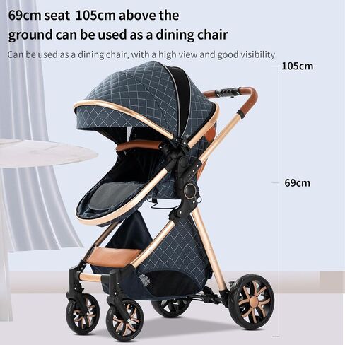 Baby Stroller 2 in 1 Baby Prams Pushchair Function, Foldable, Portable, Safe & Comfortable, for Infant Toddler Aged 0-36 Months (White) in Saudi Arabia
