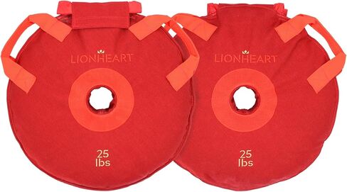 مجموعة لوحات وزن كيس الرمل من Lionheart | أكياس الرمل للتمرين | لوحات ممتصة للصدمات لصالة الألعاب الرياضية المنزلية | حقيبة رمل مناسبة للسفر للياقة البدنية وتدريب الأثقال | أطباق غير مملوءة 10، 15، 25، 35، 45 رطلاً (مجموعة من 2) in Kuwait