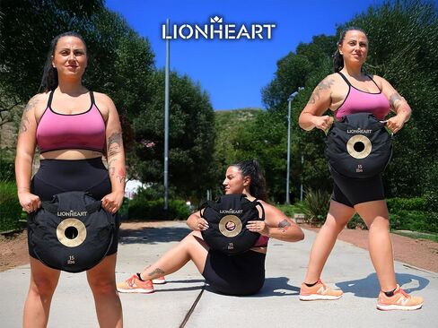 مجموعة لوحات وزن كيس الرمل من Lionheart | أكياس الرمل للتمرين | لوحات ممتصة للصدمات لصالة الألعاب الرياضية المنزلية | حقيبة رمل مناسبة للسفر للياقة البدنية وتدريب الأثقال | أطباق غير مملوءة 10، 15، 25، 35، 45 رطلاً (مجموعة من 2) in Kuwait