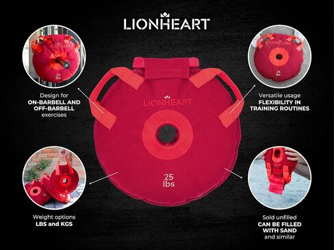 مجموعة لوحات وزن كيس الرمل من Lionheart | أكياس الرمل للتمرين | لوحات ممتصة للصدمات لصالة الألعاب الرياضية المنزلية | حقيبة رمل مناسبة للسفر للياقة البدنية وتدريب الأثقال | أطباق غير مملوءة 10، 15، 25، 35، 45 رطلاً (مجموعة من 2) in Kuwait
