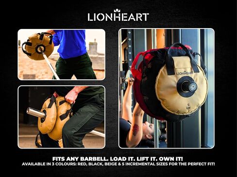 مجموعة لوحات وزن كيس الرمل من Lionheart | أكياس الرمل للتمرين | لوحات ممتصة للصدمات لصالة الألعاب الرياضية المنزلية | حقيبة رمل مناسبة للسفر للياقة البدنية وتدريب الأثقال | أطباق غير مملوءة 10، 15، 25، 35، 45 رطلاً (مجموعة من 2) in Kuwait