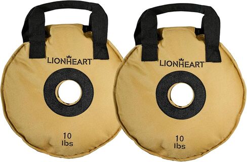 مجموعة لوحات وزن كيس الرمل من Lionheart | أكياس الرمل للتمرين | لوحات ممتصة للصدمات لصالة الألعاب الرياضية المنزلية | حقيبة رمل مناسبة للسفر للياقة البدنية وتدريب الأثقال | أطباق غير مملوءة 10، 15، 25، 35، 45 رطلاً (مجموعة من 2) in Saudi Arabia