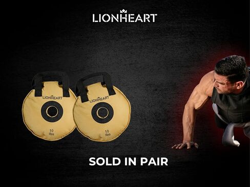 مجموعة لوحات وزن كيس الرمل من Lionheart | أكياس الرمل للتمرين | لوحات ممتصة للصدمات لصالة الألعاب الرياضية المنزلية | حقيبة رمل مناسبة للسفر للياقة البدنية وتدريب الأثقال | أطباق غير مملوءة 10، 15، 25، 35، 45 رطلاً (مجموعة من 2) in Saudi Arabia