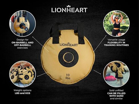 مجموعة لوحات وزن كيس الرمل من Lionheart | أكياس الرمل للتمرين | لوحات ممتصة للصدمات لصالة الألعاب الرياضية المنزلية | حقيبة رمل مناسبة للسفر للياقة البدنية وتدريب الأثقال | أطباق غير مملوءة 10، 15، 25، 35، 45 رطلاً (مجموعة من 2) in Saudi Arabia