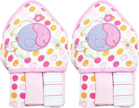 مجموعة منشفة حمام ومناشف بغطاء للرأس من سباسيلك لحديثي الولادة، منشفة أطفال تيري ناعمة و3 مناشف أطفال، أساسيات الطفل، مثالية، مقاس واحد، فراشة وردية in Kuwait