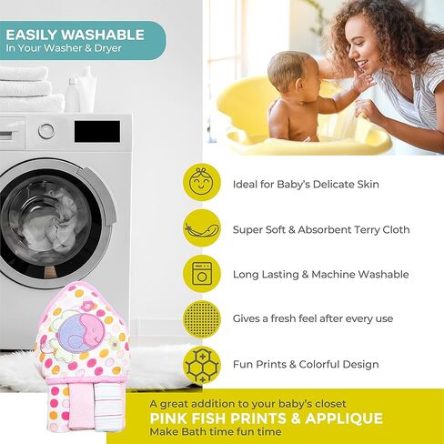 مجموعة منشفة حمام ومناشف بغطاء للرأس من سباسيلك لحديثي الولادة، منشفة أطفال تيري ناعمة و3 مناشف أطفال، أساسيات الطفل، مثالية، مقاس واحد، فراشة وردية in Kuwait