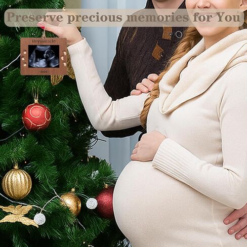 2025 Sonogram Picture Frame Tiny Miracle Ultrasound Christmas Ornament,Baby's First Wooden Christmas Keepsake Christmas Tree Decoration for Expecting Parents and Grandparents in Saudi Arabia