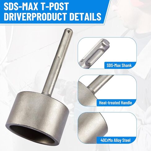 SDS Max Shank T-Post Driver, 3" Diameter Head for SDS-Max Rotary Hammers | Heavy-Duty Fence Post Pounder Compatible With Standard T Posts and Ground Rods in Saudi Arabia