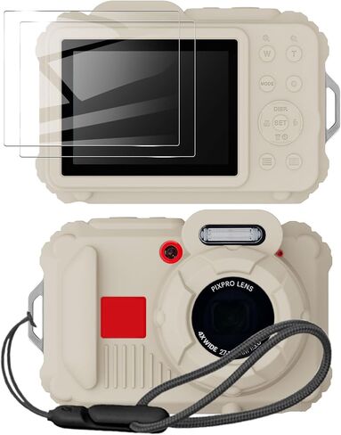 حافظة سيليكون لكاميرا Kodak Pixpro wpz2 الرقمية مع غطاء عدسة قابل للإزالة وواقي شاشة وحبل لملحقات Ckodak pixpro wpz2 - (أبيض الأرز) in Kuwait