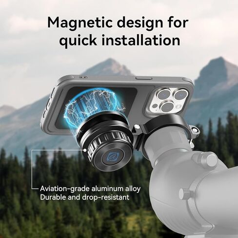 APEXEL Magnetic Telescope Phone Adapter, 45-55mm Aluminum Foldable Photo Adapter Fits All Smartphone, Universal Phone Mount for Binocular, Monocular, Microscope, Spotting Scope in Kuwait