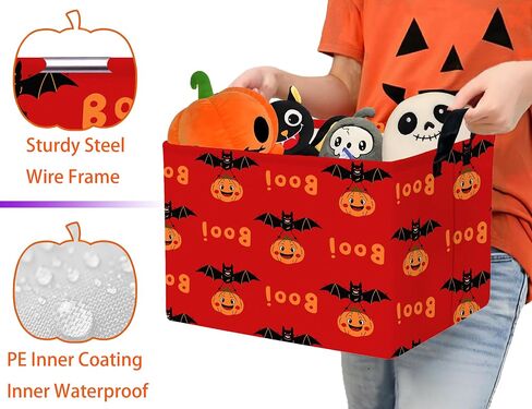 Large Halloween Themed Candy Gift Basket for Kids Foldable Baby Storage Bin Decor(BOO Bat Pumpkin) in Saudi Arabia
