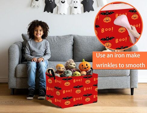 Large Halloween Themed Candy Gift Basket for Kids Foldable Baby Storage Bin Decor(BOO Bat Pumpkin) in Saudi Arabia