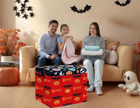 Large Halloween Themed Candy Gift Basket for Kids Foldable Baby Storage Bin Decor(BOO Bat Pumpkin) in Saudi Arabia