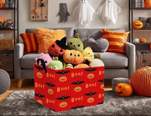 Large Halloween Themed Candy Gift Basket for Kids Foldable Baby Storage Bin Decor(BOO Bat Pumpkin) in Saudi Arabia