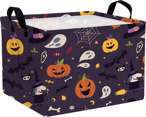 Large Halloween Themed Candy Gift Basket for Kids Foldable Baby Storage Bin Decor(BOO Bat Pumpkin) in Saudi Arabia