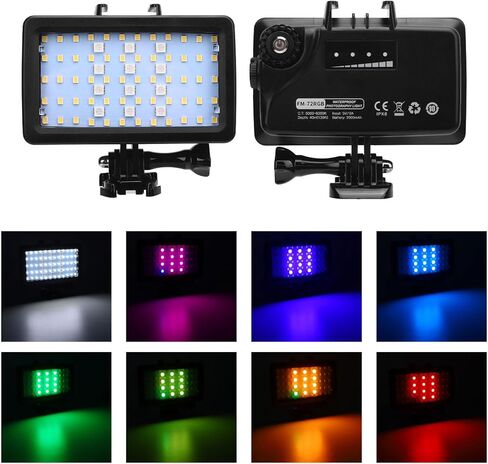 مصباح غوص لإضاءة الفيديو من PUSOKEI، ضوء RGB LED تحت الماء بدرجة حرارة لون 5000 إلى 6000 كلفن مع خرزات LED عالية السطوع، للتصوير الفوتوغرافي بالفيديو والغوص in Kuwait