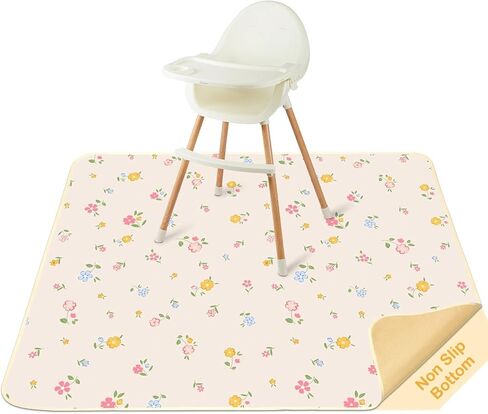 Baby Splat Mat for Under High Chair, Waterproof Floor Protector | Non Slip Bottom High Chair Mat, Mess-Proof & Wipeable, Machine Washable, 42"×42" Reusable for Baby Meals, BLW, Crafts, Play in Saudi Arabia