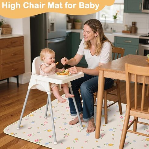 Baby Splat Mat for Under High Chair, Waterproof Floor Protector | Non Slip Bottom High Chair Mat, Mess-Proof & Wipeable, Machine Washable, 42"×42" Reusable for Baby Meals, BLW, Crafts, Play in Saudi Arabia