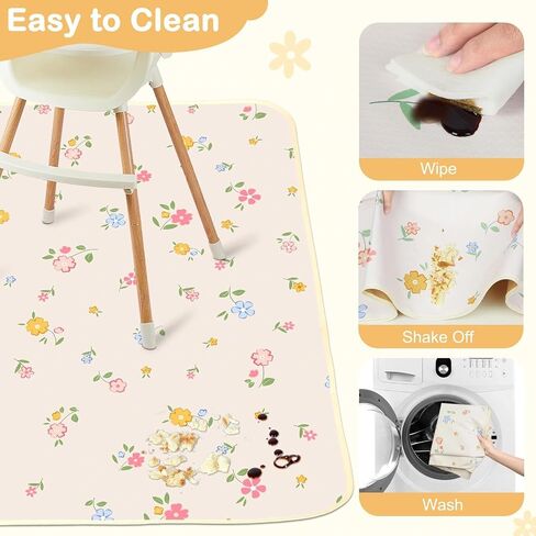 Baby Splat Mat for Under High Chair, Waterproof Floor Protector | Non Slip Bottom High Chair Mat, Mess-Proof & Wipeable, Machine Washable, 42"×42" Reusable for Baby Meals, BLW, Crafts, Play in Saudi Arabia