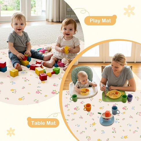 Baby Splat Mat for Under High Chair, Waterproof Floor Protector | Non Slip Bottom High Chair Mat, Mess-Proof & Wipeable, Machine Washable, 42"×42" Reusable for Baby Meals, BLW, Crafts, Play in Saudi Arabia