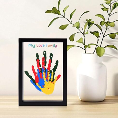 Family Handprint Kit, DIY Craft Keepsake Frame Baby Hand and Footprint Kit with 6 Paints, Unique Family Gifts for New Parents, Grandparents, Anniversary(COLOR:White) in Saudi Arabia