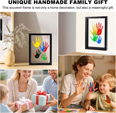 Family Handprint Kit, DIY Craft Keepsake Frame Baby Hand and Footprint Kit with 6 Paints, Unique Family Gifts for New Parents, Grandparents, Anniversary(COLOR:White) in Saudi Arabia