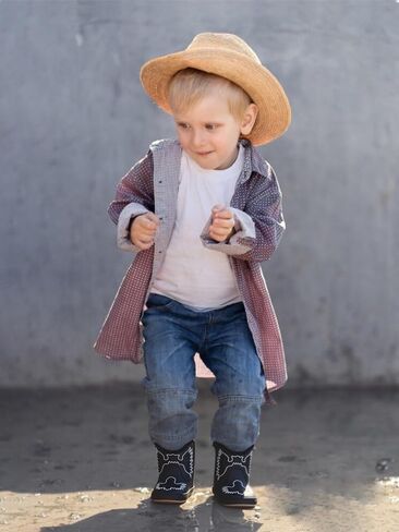 Jastore Baby Cowboy Boots Western Boots Toddler Cowboy Bootie Soft Sole Non-Slip Crib Shoes for Infant Boys Girls in Saudi Arabia
