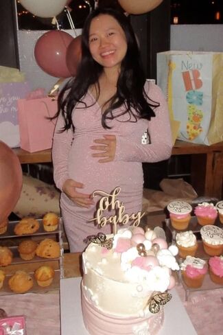 PinkBlush Metallic Off Shoulder Long Sleeve Wrap Maternity Photoshoot Gown/Dres in Saudi Arabia