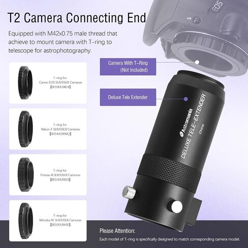 Astromania Tele Extender Deluxe - Bundle with - T Ring for Canon EOS SLR/DSLR in Saudi Arabia