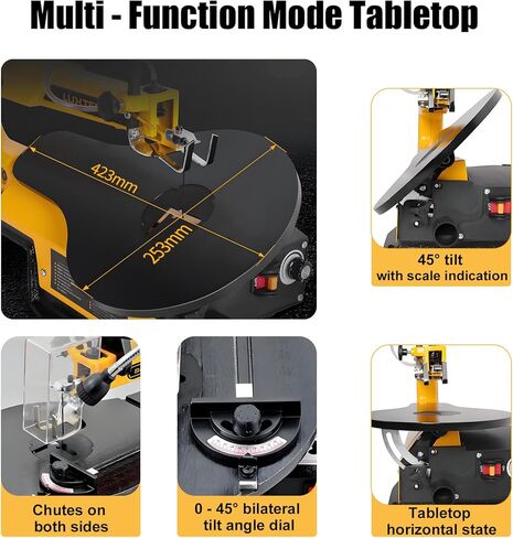 Variable Speed Desktop Scroll Saw with Safety Shield, 180w Motor and 0-45° Adjustable Table, Essential Woodworking Equipment for Workshops Scroll Saw (Basic) in Kuwait