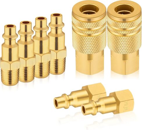 Air Hose Connectors With 1/4 Air Hose Fittings,Industrial Air Hose Repair Kit Coupler Quick Connect,1/4 kit t-8 Pcs,Basic Flow,Max Inlet Pressure 300 PSI Brass Air Compressor Accessories in Saudi Arabia