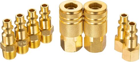 Air Hose Connectors With 1/4 Air Hose Fittings,Industrial Air Hose Repair Kit Coupler Quick Connect,1/4 kit t-8 Pcs,Basic Flow,Max Inlet Pressure 300 PSI Brass Air Compressor Accessories in Saudi Arabia