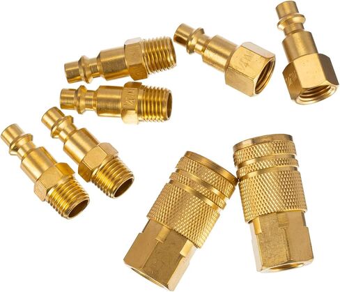 Air Hose Connectors With 1/4 Air Hose Fittings,Industrial Air Hose Repair Kit Coupler Quick Connect,1/4 kit t-8 Pcs,Basic Flow,Max Inlet Pressure 300 PSI Brass Air Compressor Accessories in Saudi Arabia
