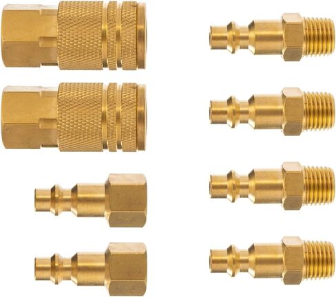 Air Hose Connectors With 1/4 Air Hose Fittings,Industrial Air Hose Repair Kit Coupler Quick Connect,1/4 kit t-8 Pcs,Basic Flow,Max Inlet Pressure 300 PSI Brass Air Compressor Accessories in Saudi Arabia