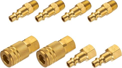 Air Hose Connectors With 1/4 Air Hose Fittings,Industrial Air Hose Repair Kit Coupler Quick Connect,1/4 kit t-8 Pcs,Basic Flow,Max Inlet Pressure 300 PSI Brass Air Compressor Accessories in Saudi Arabia