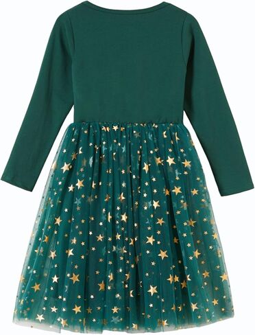 Little Girls Christmas Red Dress Toddler Long Sleeves Green Sparkle Stars Tulle Tutu Party Dresses Xmas Outfits in Kuwait