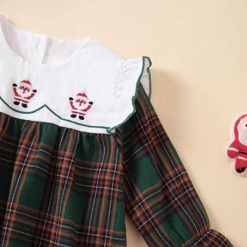 Toddler Baby Girls Christmas Outfit Plaid Dress Christmas Dress Santa Merry Embroidered Fall Winter Holiday Dresses in Saudi Arabia