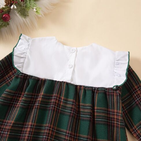 Toddler Baby Girls Christmas Outfit Plaid Dress Christmas Dress Santa Merry Embroidered Fall Winter Holiday Dresses in Saudi Arabia